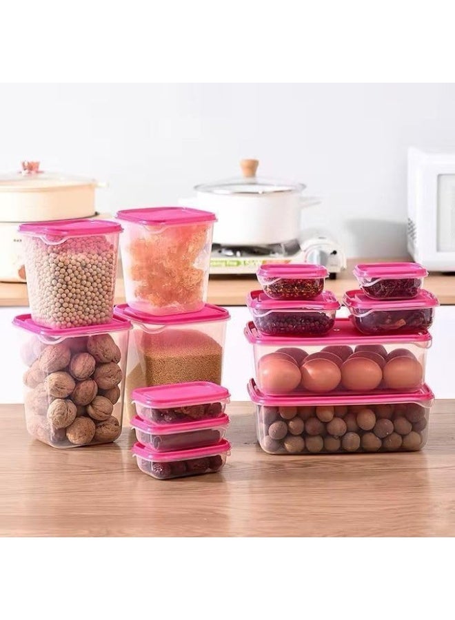 علب تخزين طعام مصنوعة من البلاستيك، مجموعة من 17 قطعة احجام مختلفة متعدد الالوان - Image 3